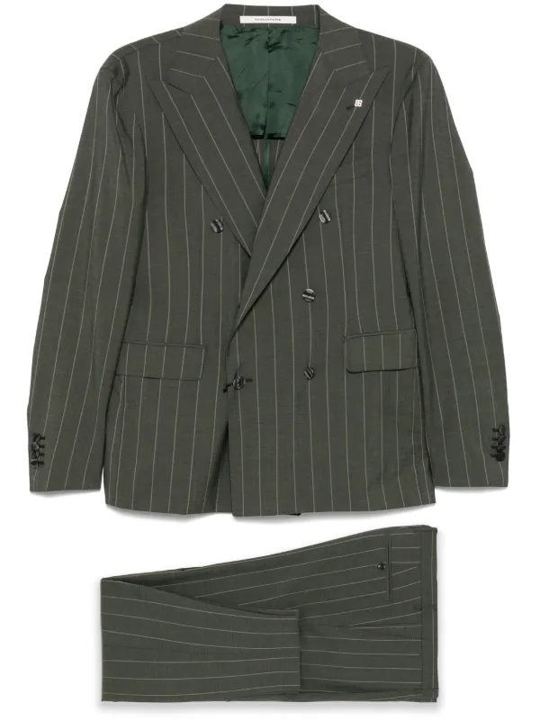 セットアップ TAGLIATORE TWO-PIECE SUIT IN PINSTRIPED STRETCH COTTON Tagliatore Pinstriped Suit | Green | FARFETCH