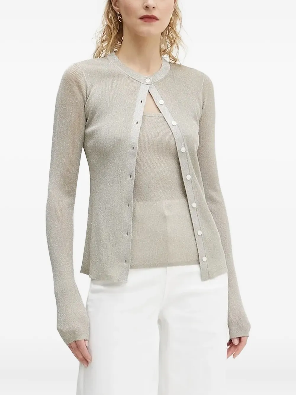 A.l.c Fisher Fine Lurex Cardigan In Light Gold In Neutral