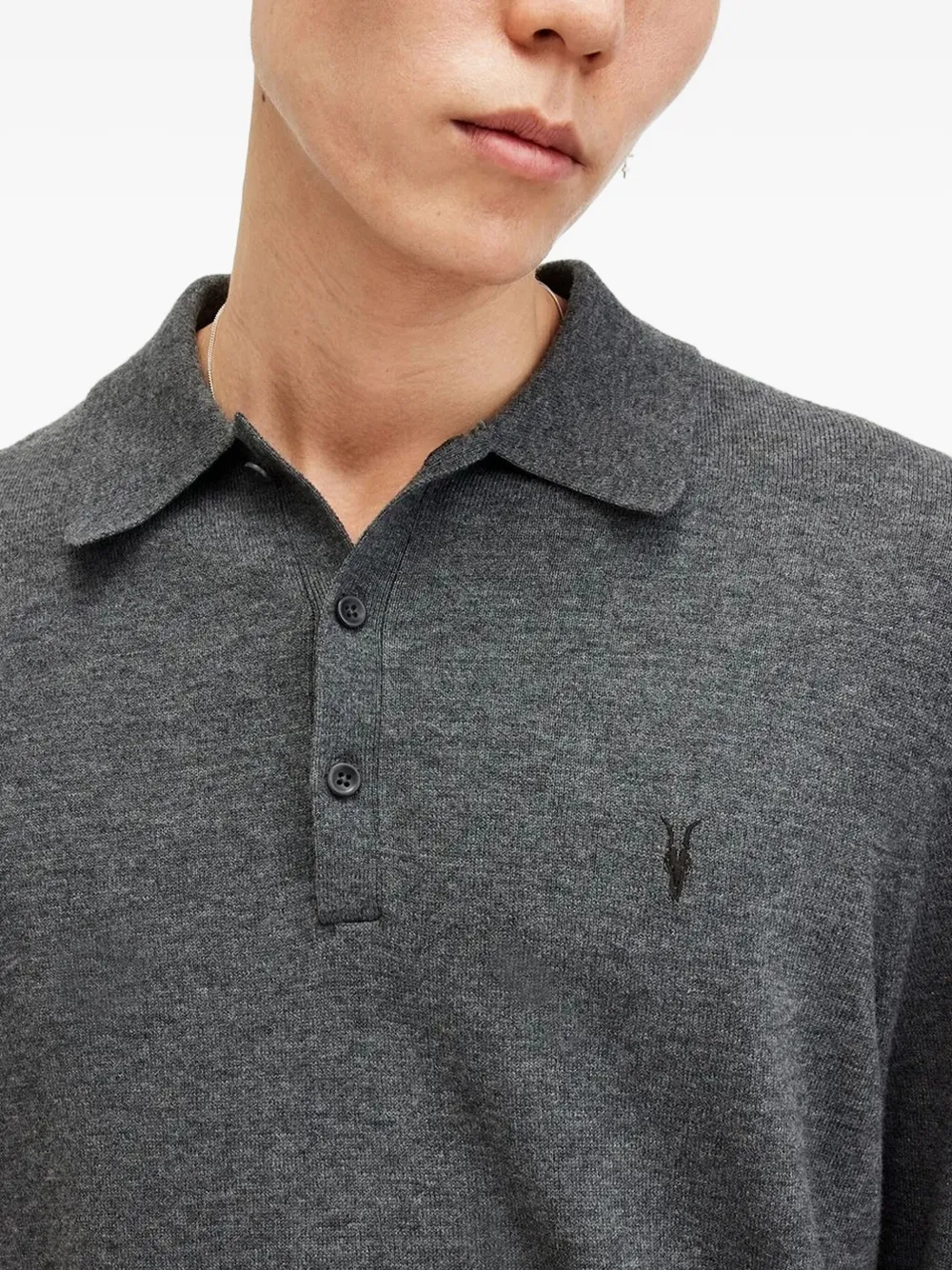 AllSaints Poloshirt met lange mouwen Grijs