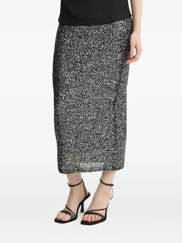 A.L.C. Lurex-knit Midi Skirt in Grey