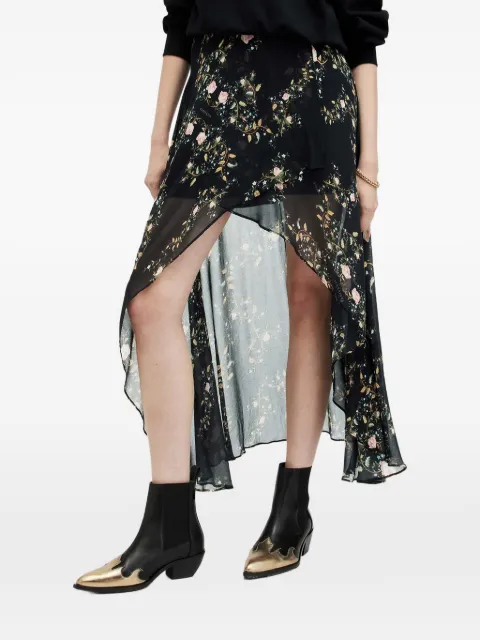 AllSaints Slvina Oto floral-detail asymmetrical skirt
