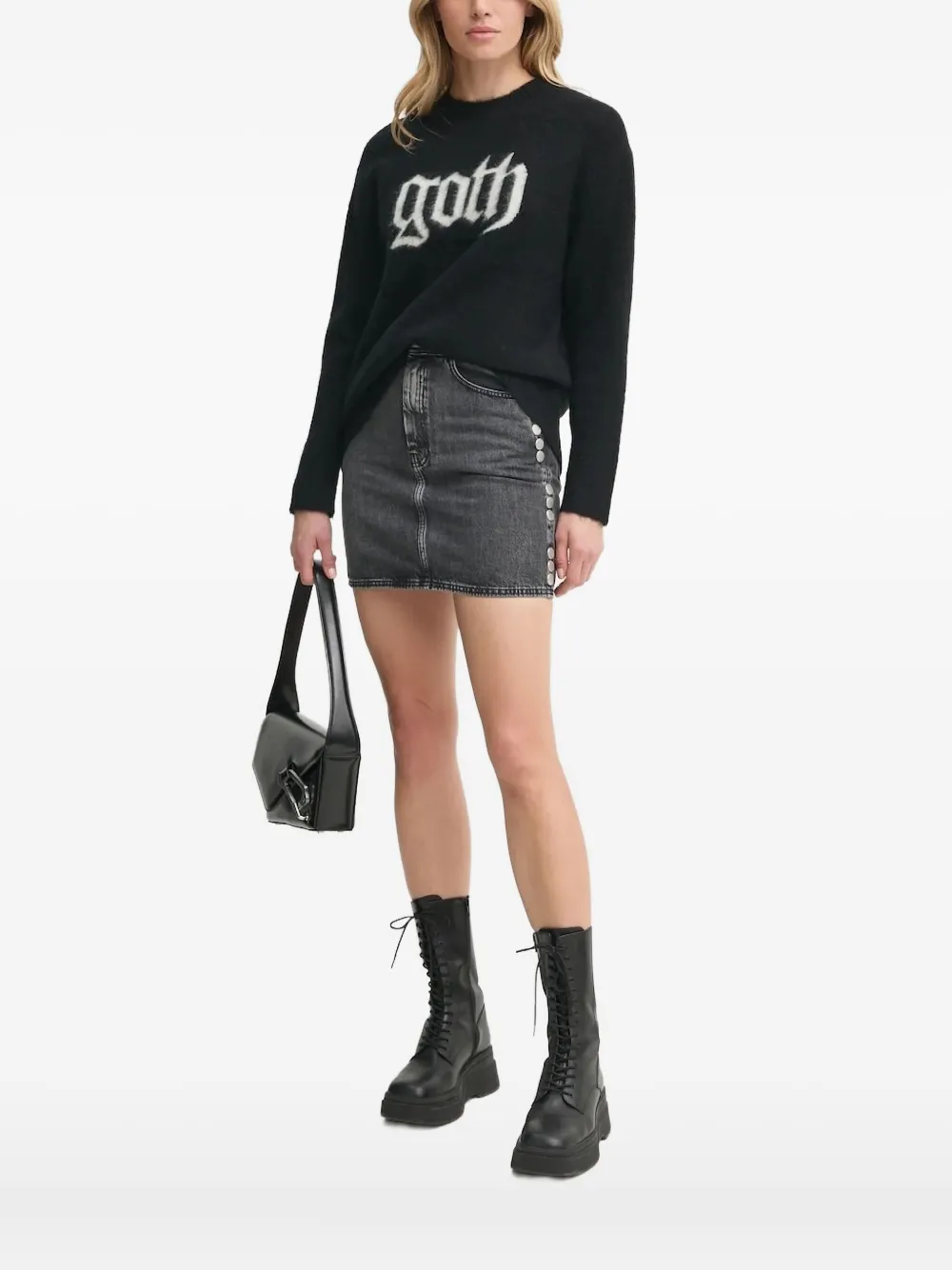 AllSaints Goth intarsia-print sweater - ブラック AllSaints Goth intarsia-print sweater - ブラック