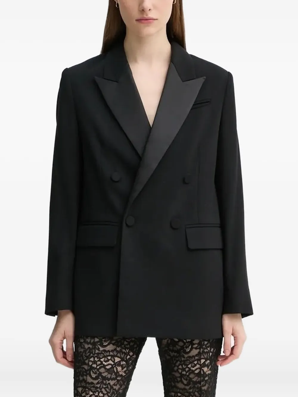 A.L.C. Blazer doppiopetto con revers satinati - Nero