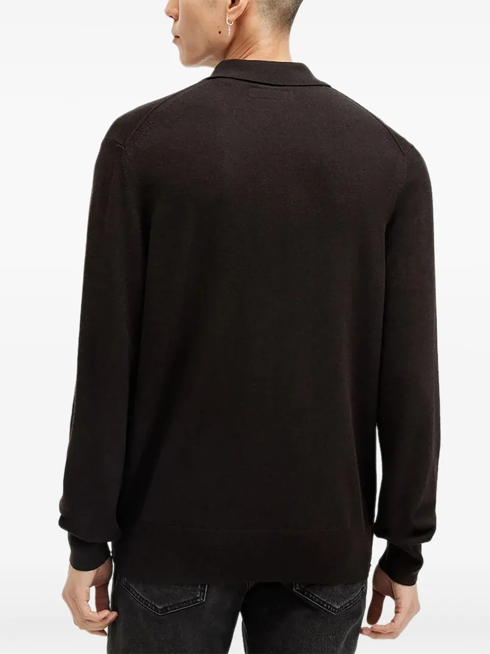 AllSaints Poloshirt met geborduurd logo - Bruin