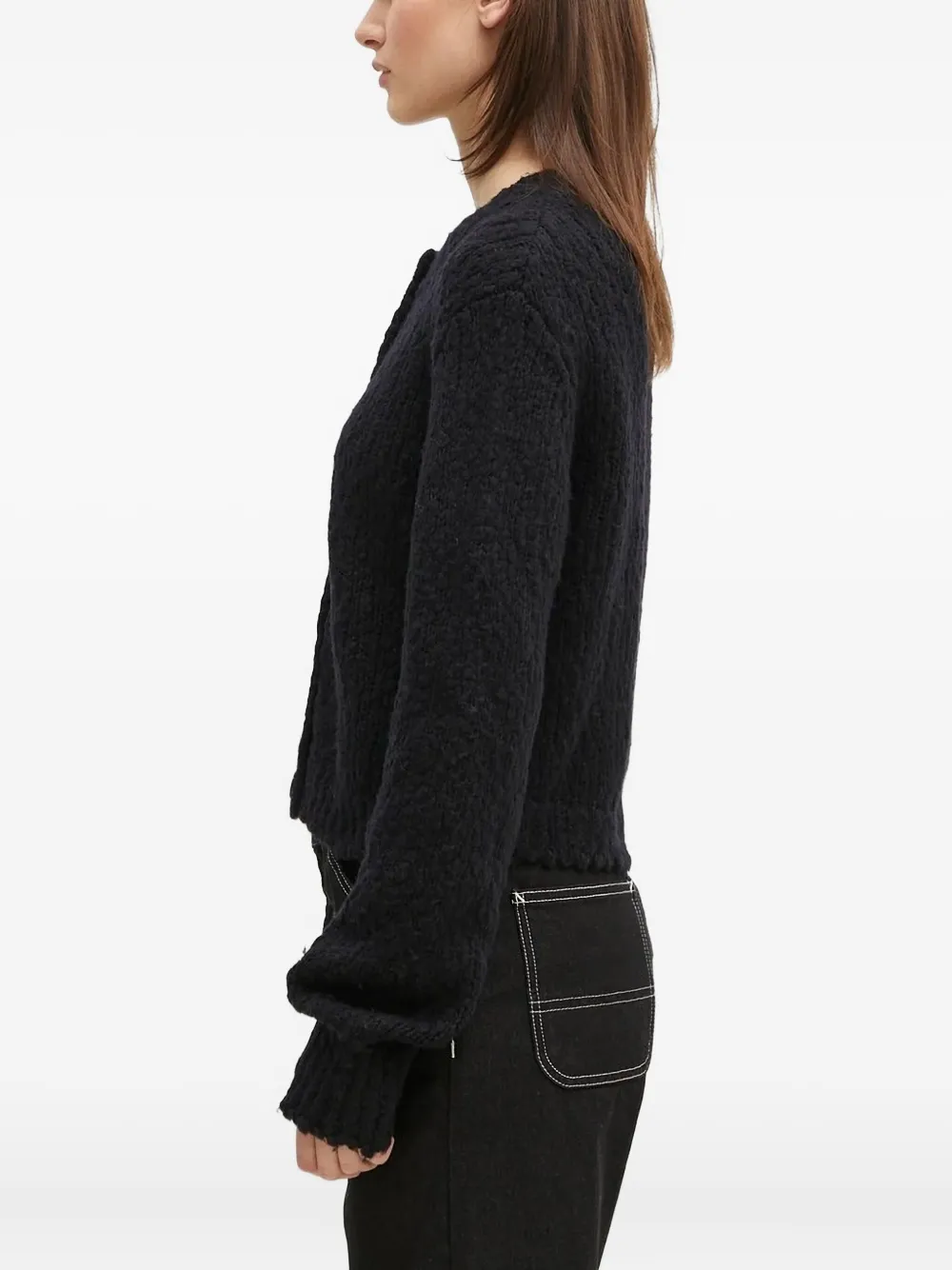 Samsoe & Samsoe Sameryem Button-front Textured Cardigan In Black