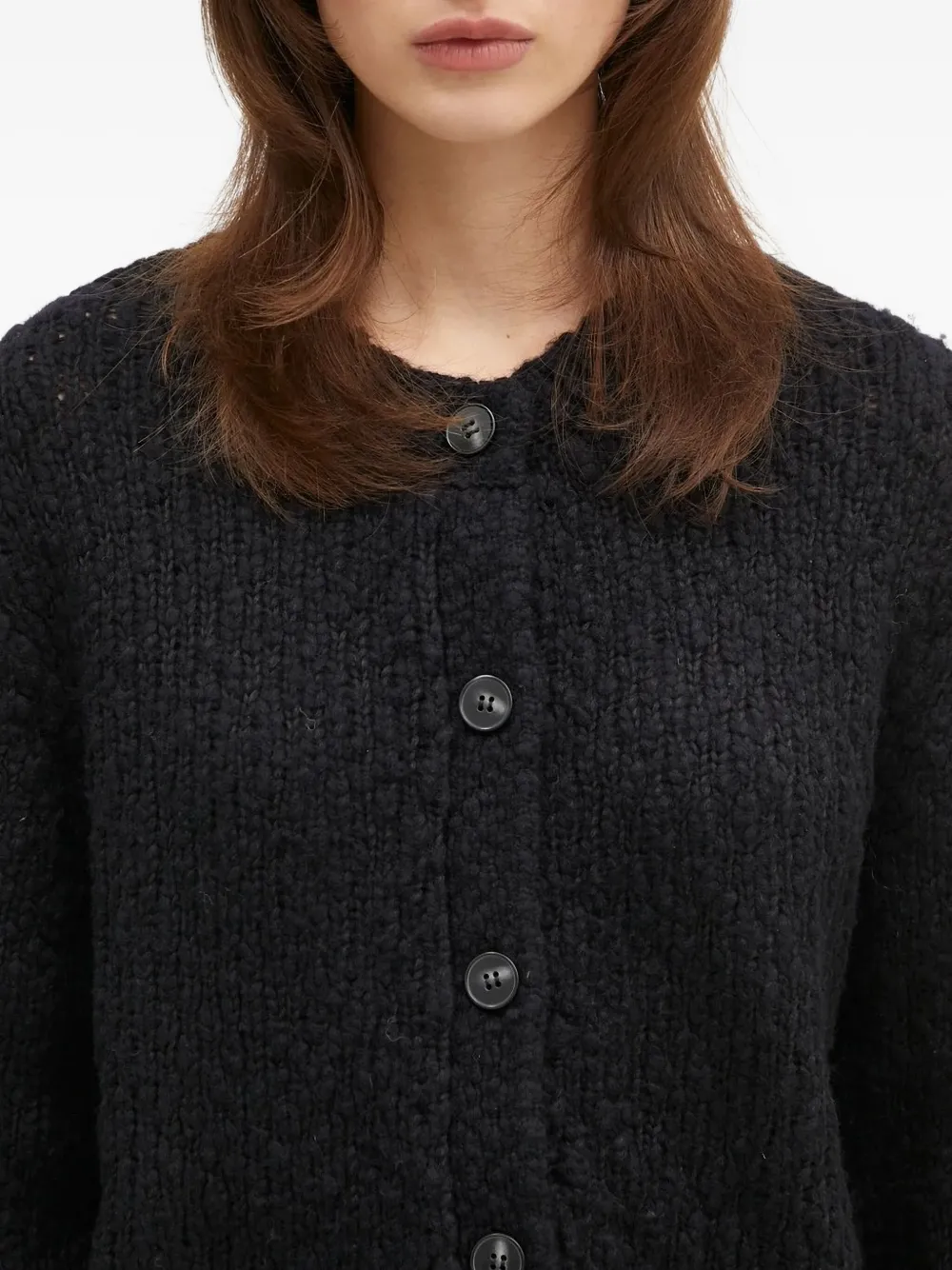Samsoe & Samsoe Sameryem Button-front Textured Cardigan In Black
