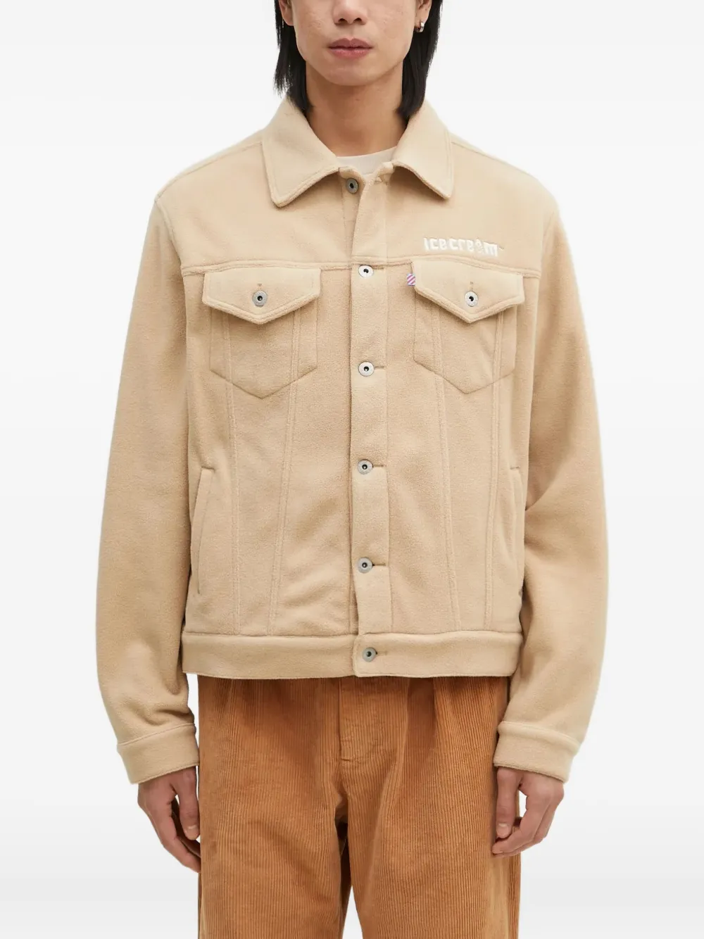 logo-embroidered fleece jacket