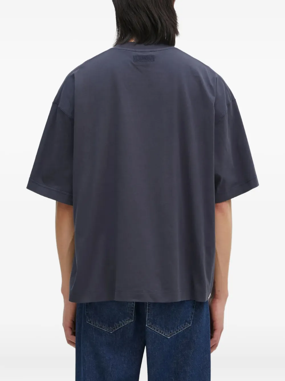 VETEMENTS logo-embroidered T-shirt Blauw
