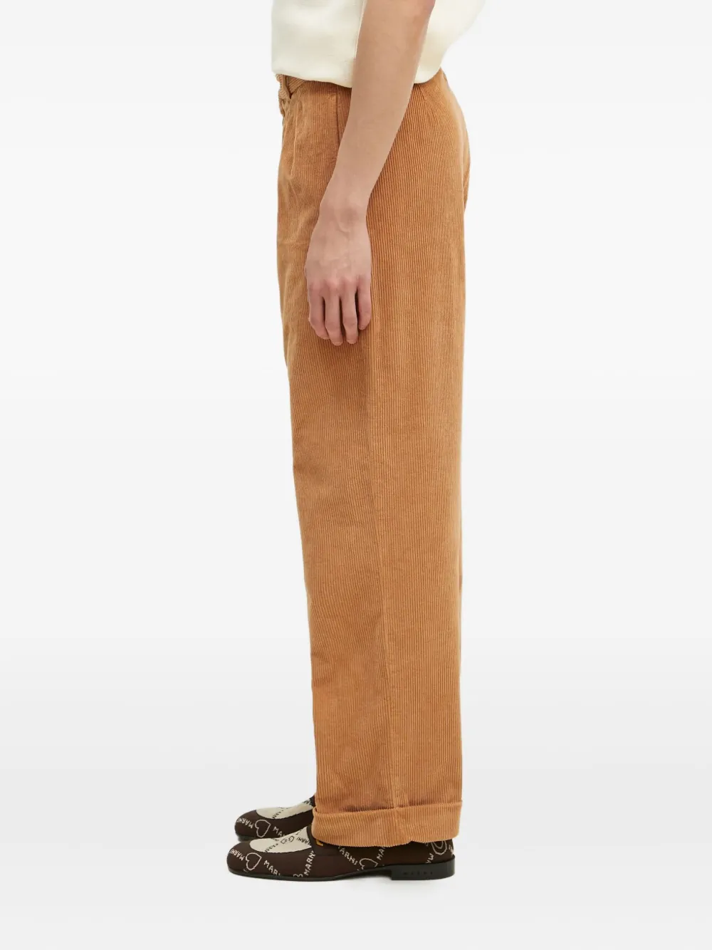 Wood Wood cuffed-hem corduroy trousers - Marrone