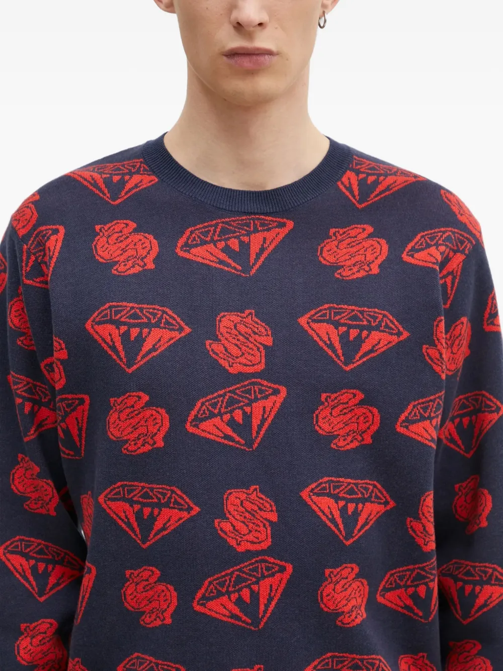 Billionaire Boys Club Trui met diamanten dollar intarsia Blauw