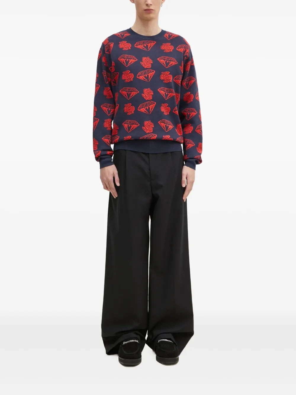 Billionaire Boys Club Trui met diamanten dollar intarsia Blauw