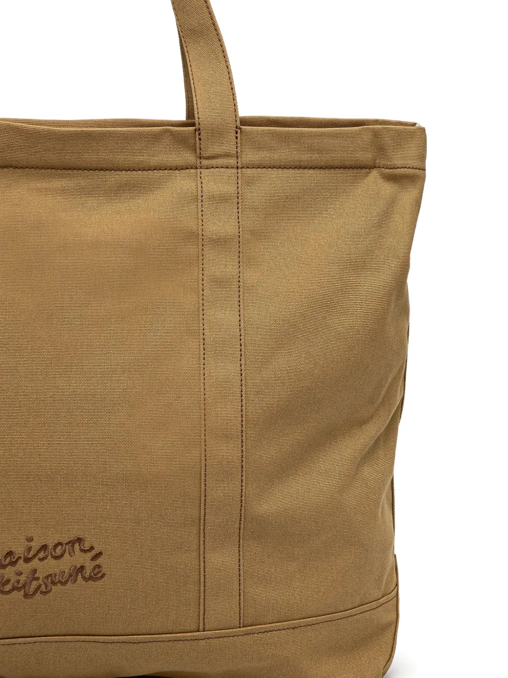 Maison Kitsuné Xl Fox Head Tote Bag In Brown