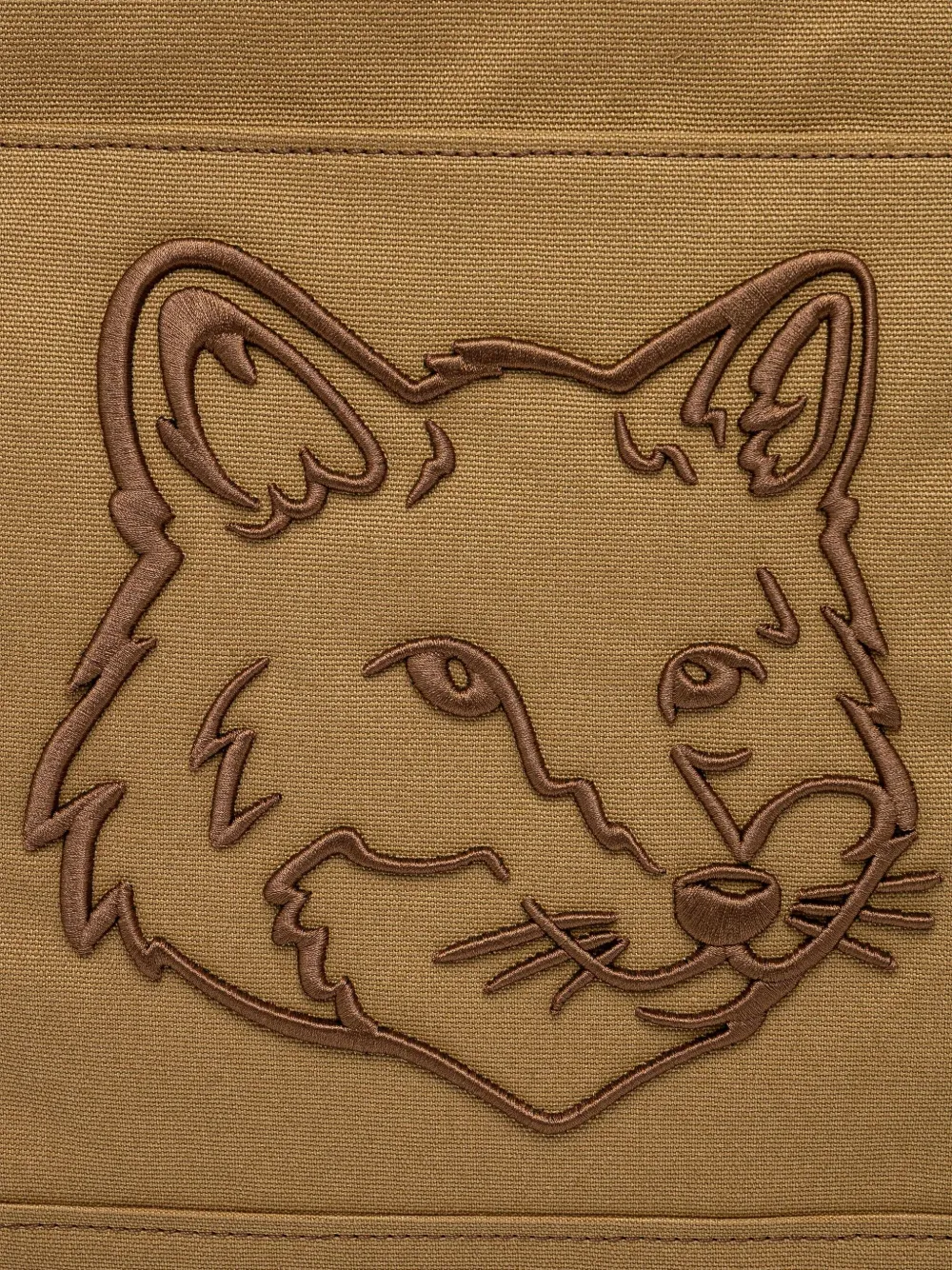 Maison Kitsuné Xl Fox Head Tote Bag In Brown