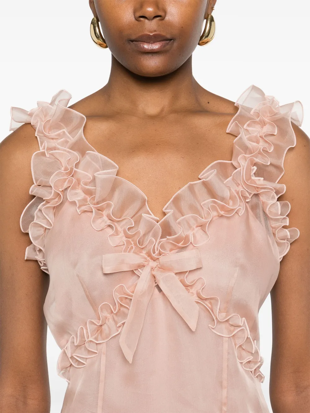 Alessandra Rich Midi-jurk met ruches Roze