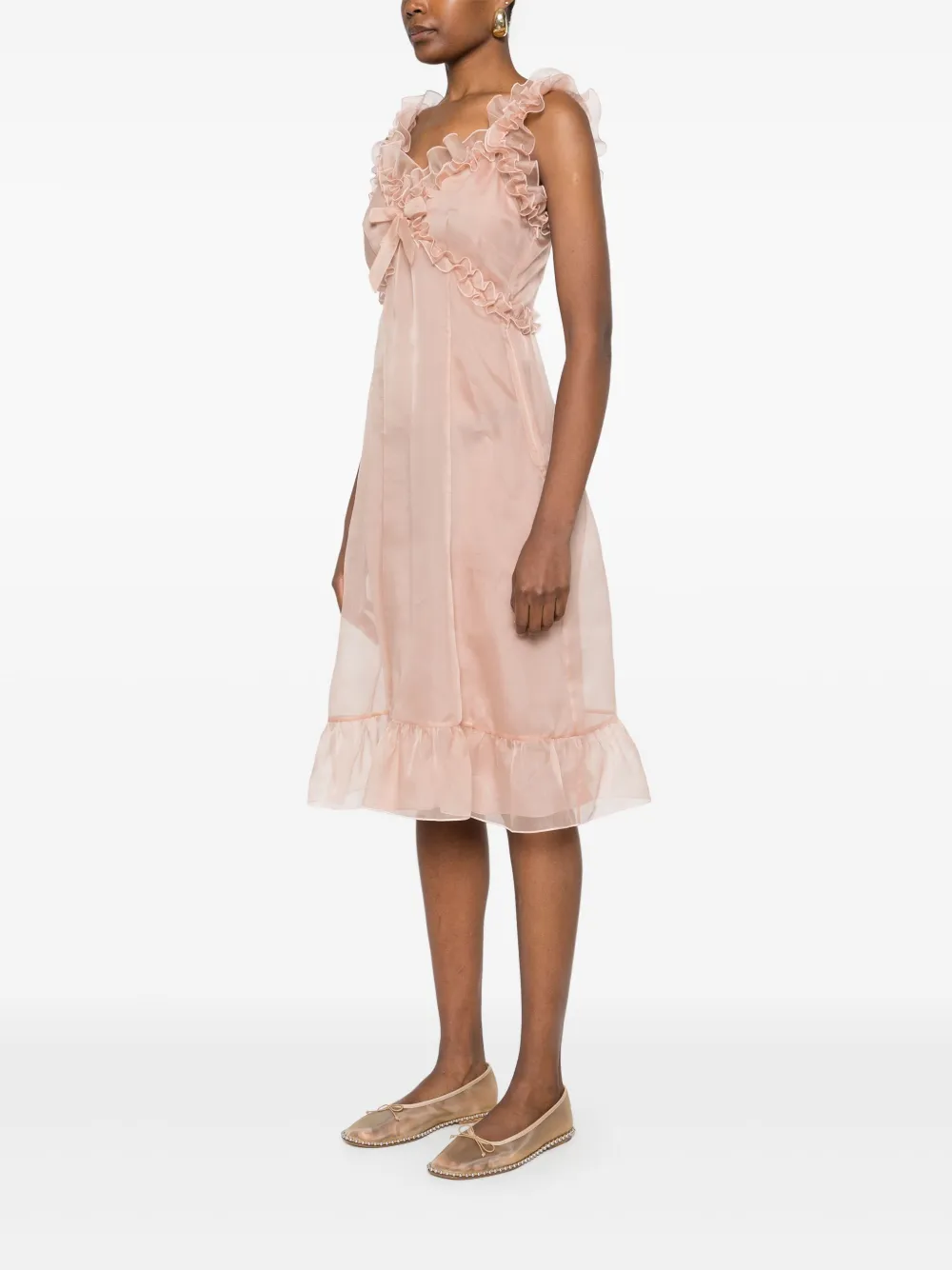 Alessandra Rich Midi-jurk met ruches Roze