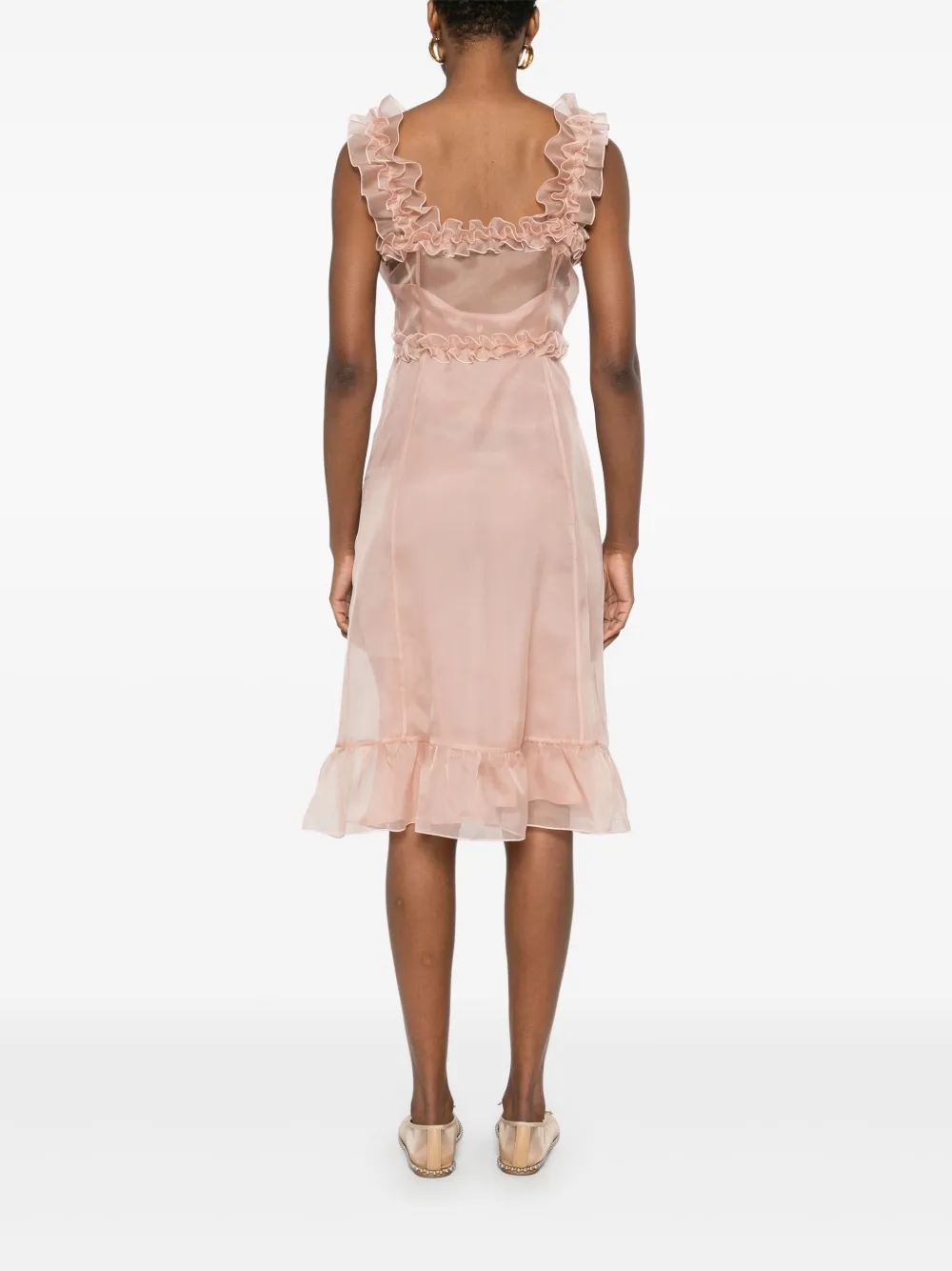 Alessandra Rich Midi-jurk met ruches Roze