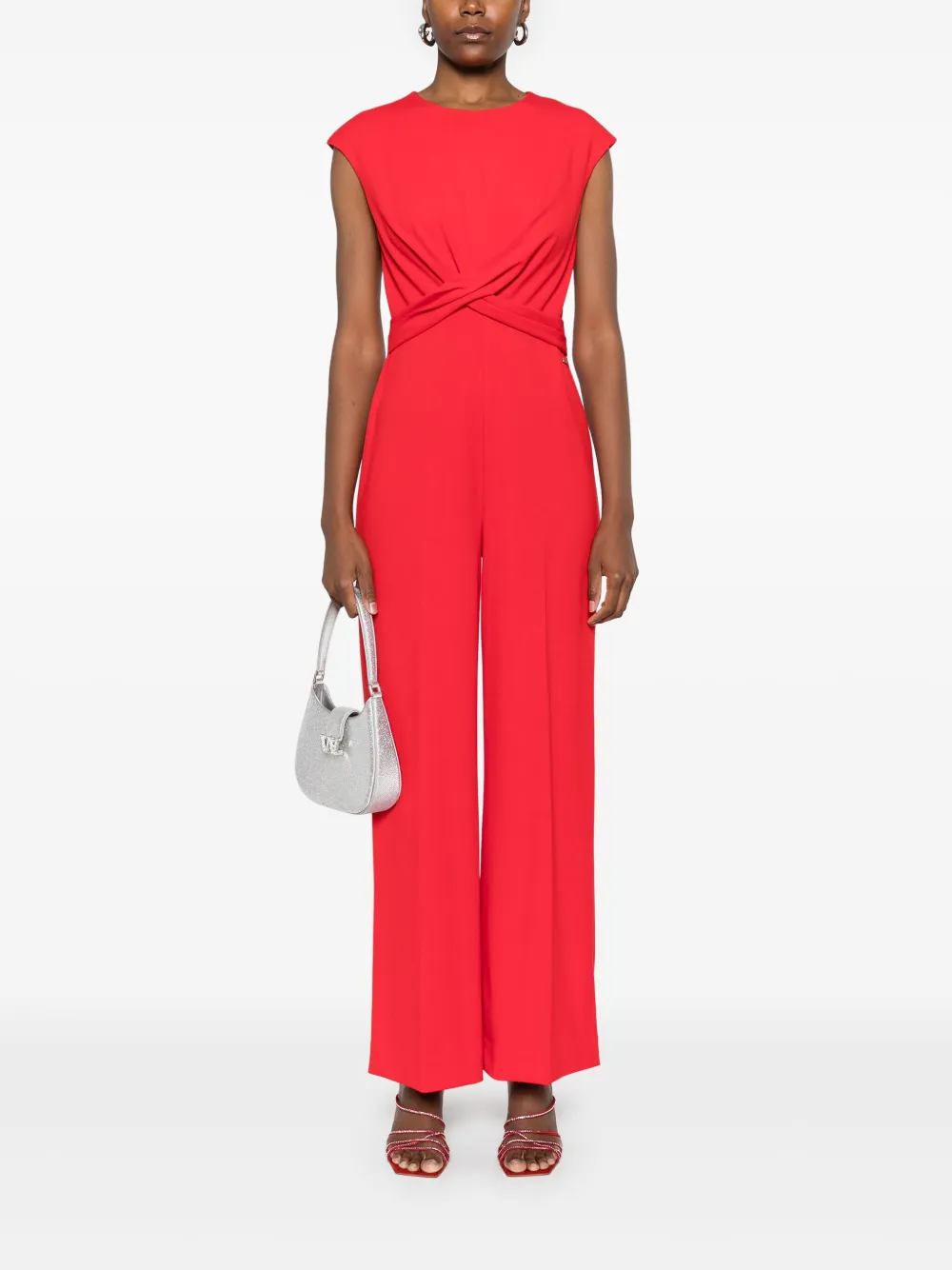 Calvin Klein Crêpe jumpsuit met gedraaid detail - Rood