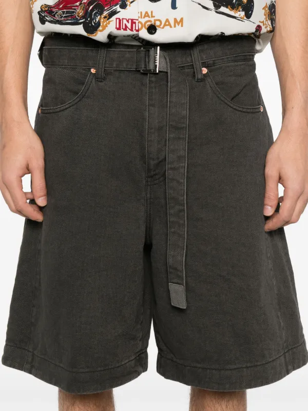 Sacai ベルテッド デニムショーツ | グレー | FARFETCH JP