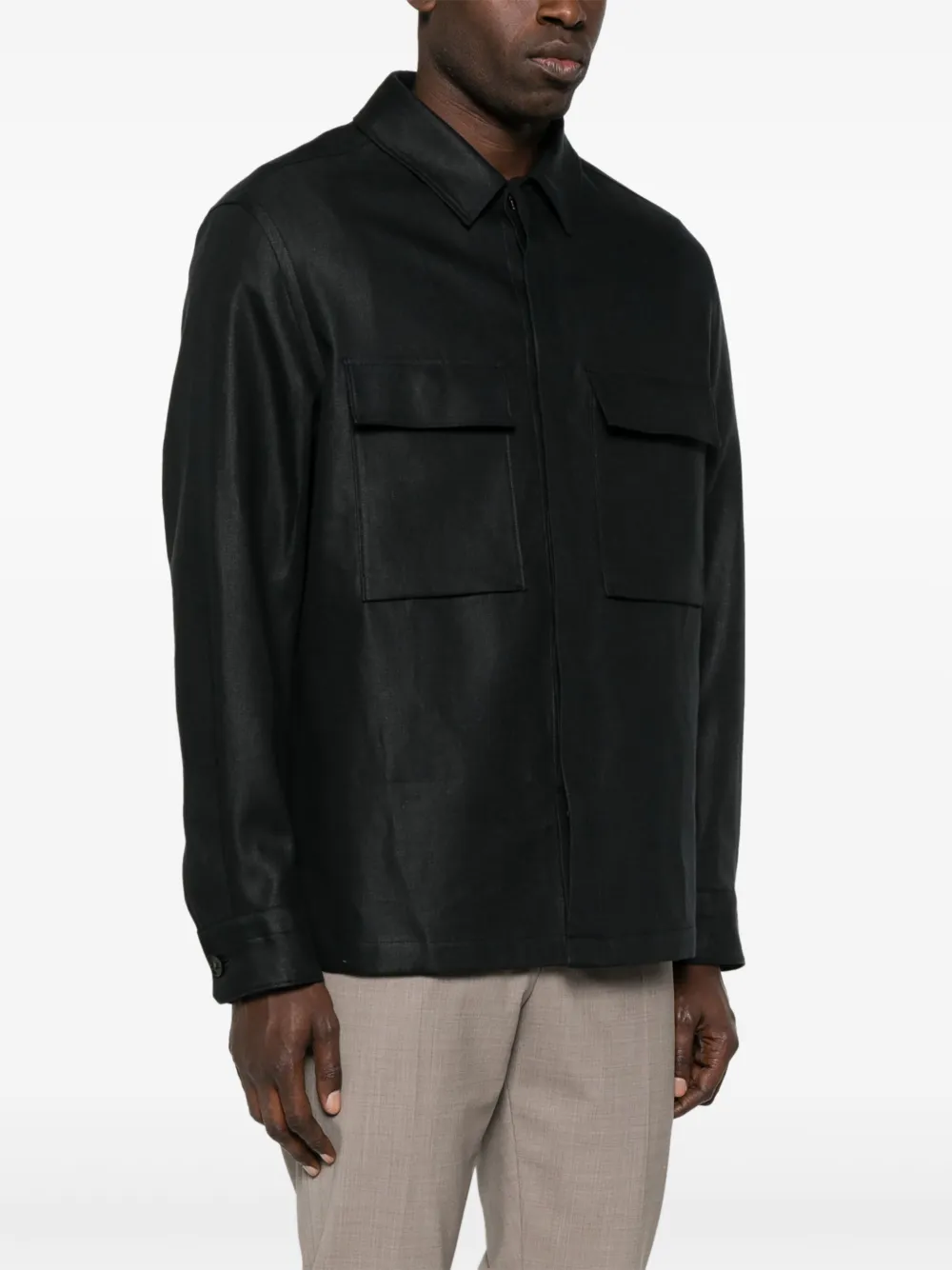 Zegna Linnen overhemd Zwart