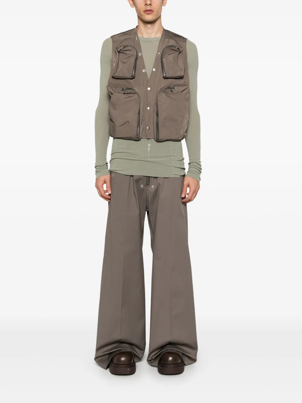 Rick Owens Cargo gilet met open rug - Bruin