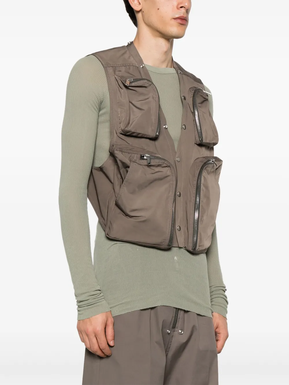 Rick Owens Cargo gilet met open rug Bruin