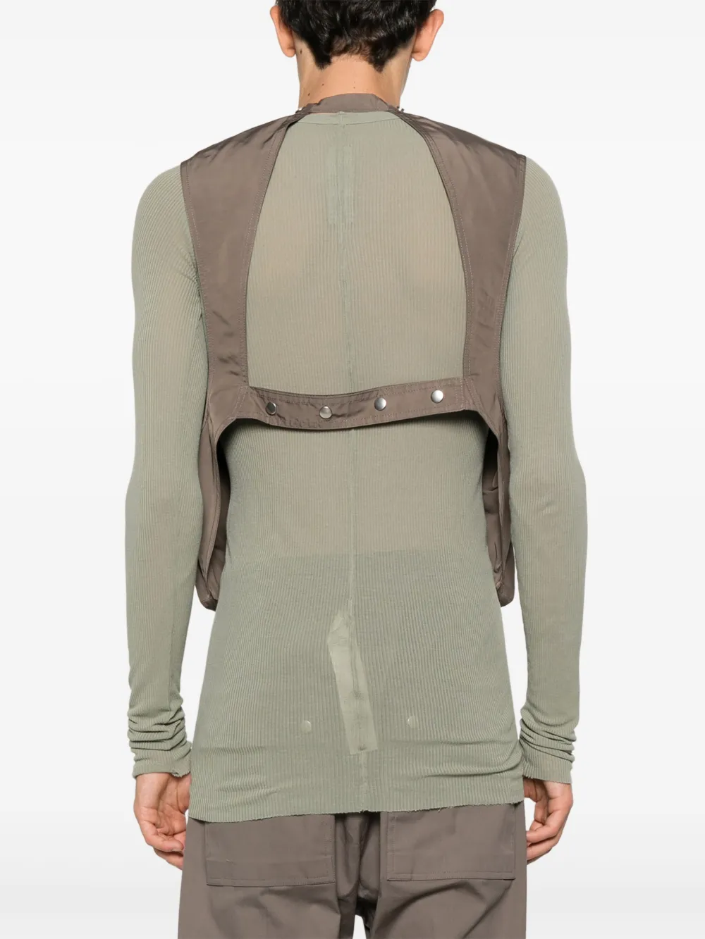 Rick Owens Cargo gilet met open rug Bruin