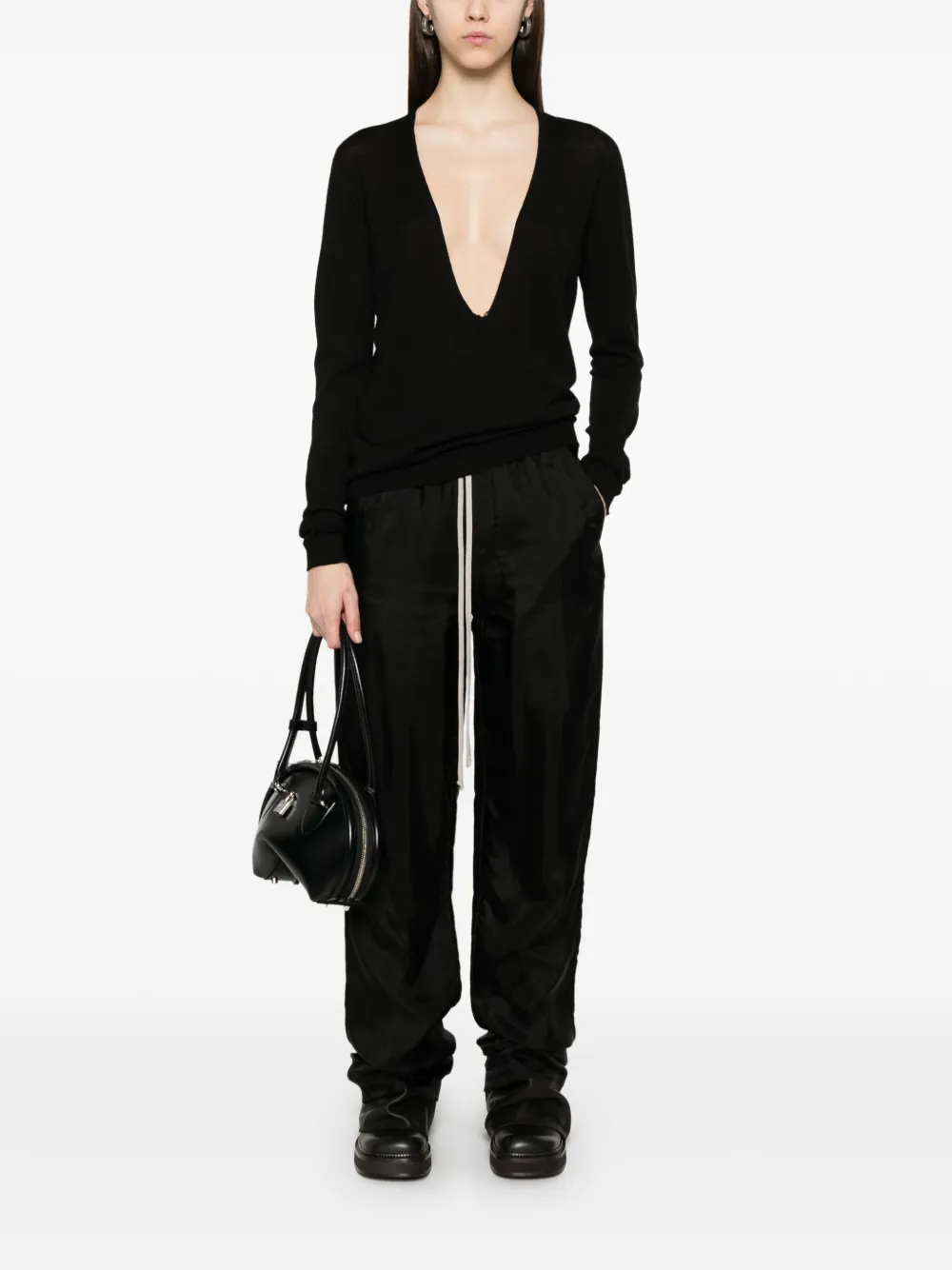 Rick Owens Trui met diepe V-hals - Zwart