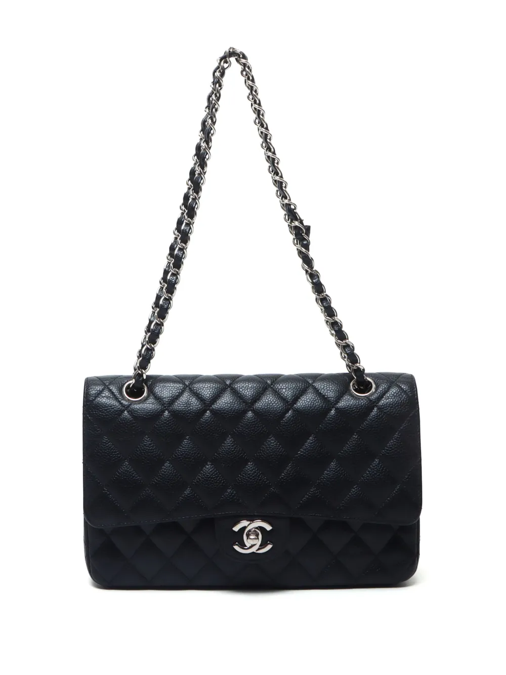 Pre-owned Chanel 2007 Medium Classic Flap Shoulder Bag In Black