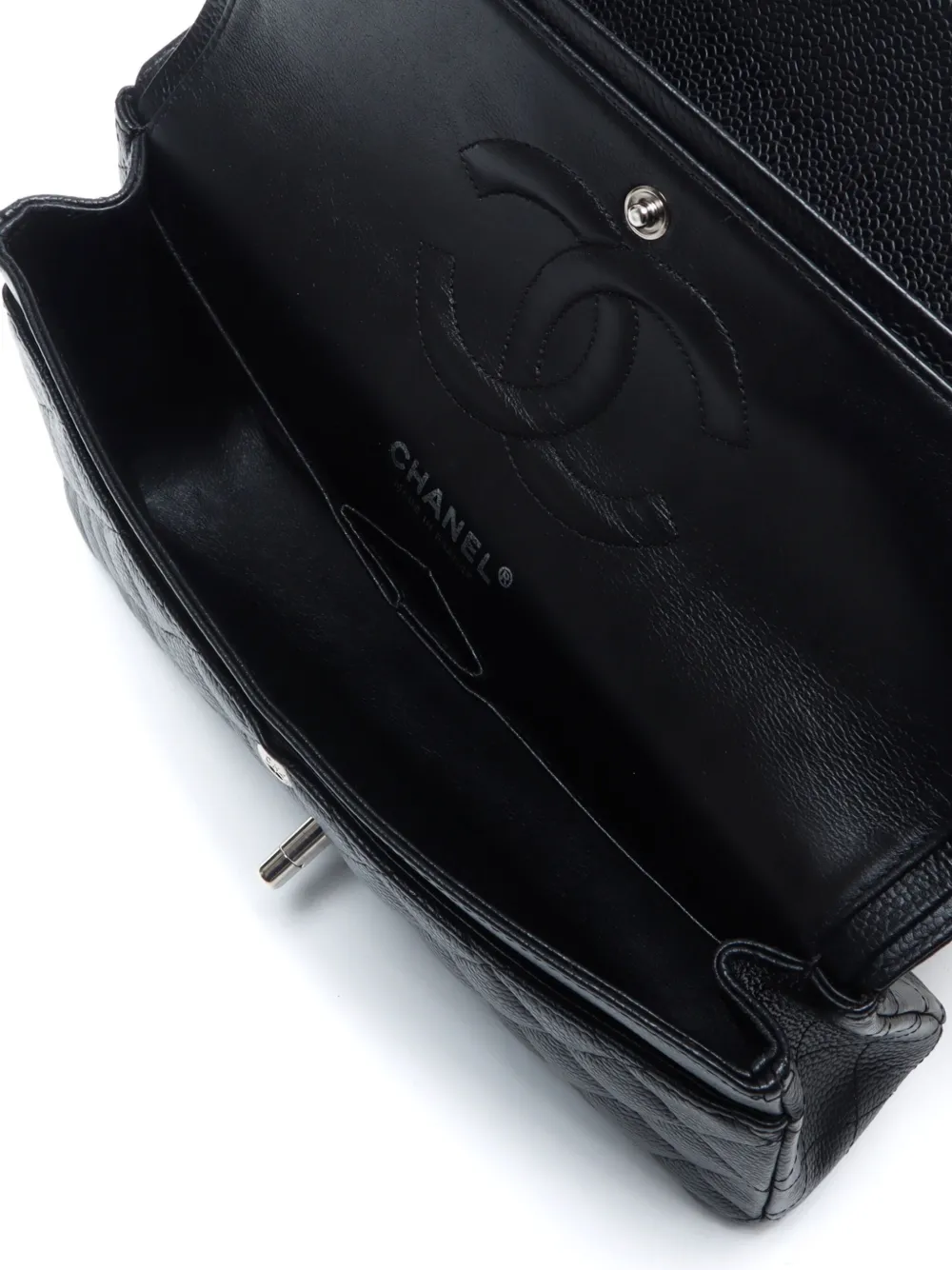 Pre-owned Chanel 2007 Medium Classic Flap Shoulder Bag In Black
