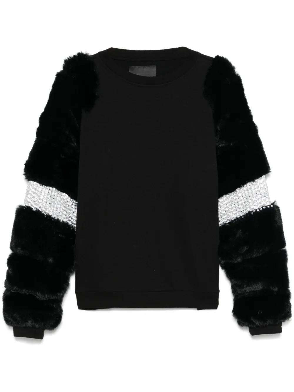 faux fur-sleeves sweatshirt