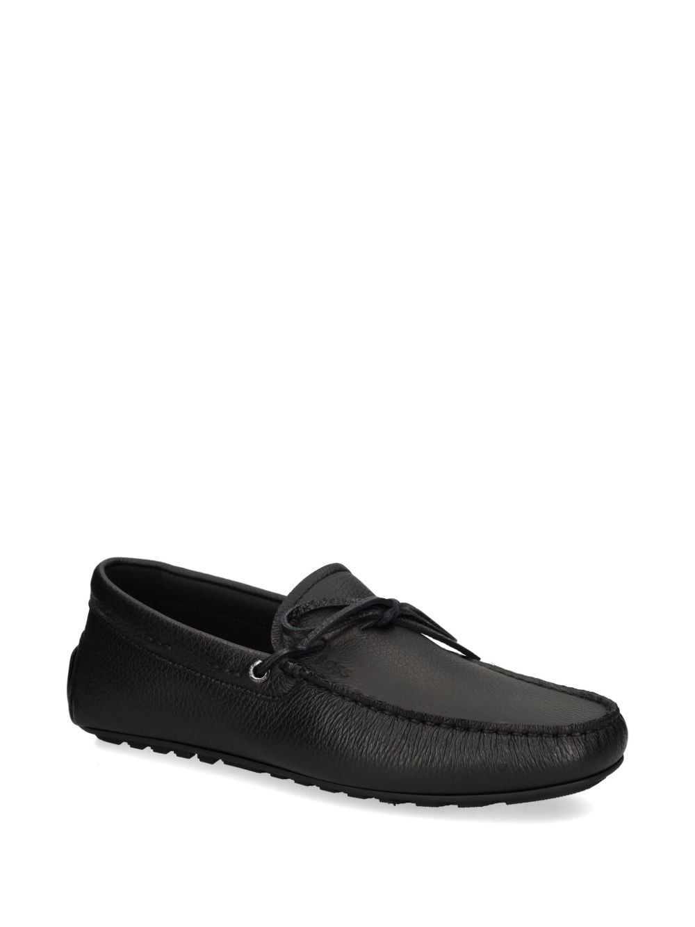 BOSS logo-emed boat shoes - Zwart