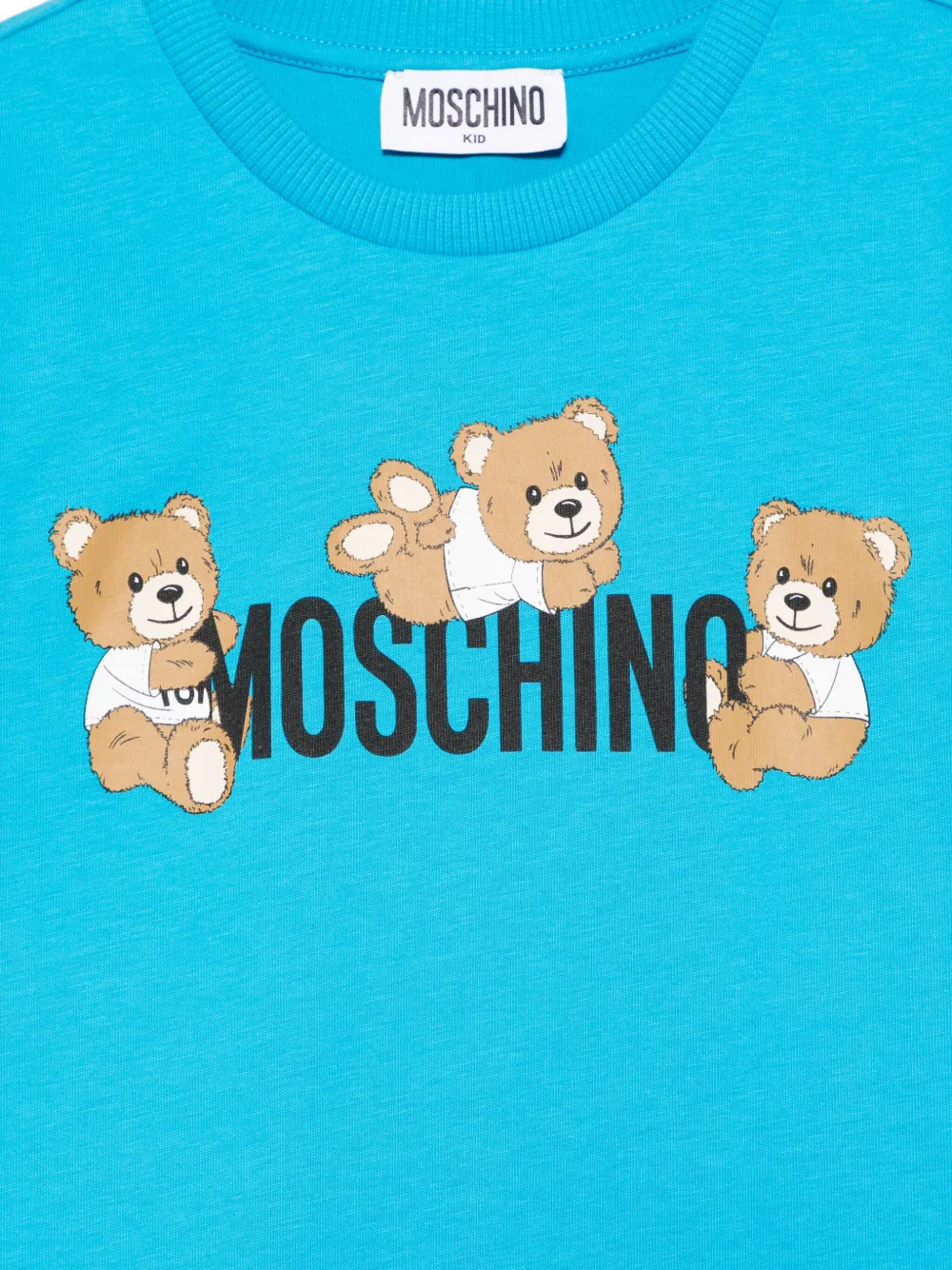 Moschino Kids T-shirt met logoprint Blauw
