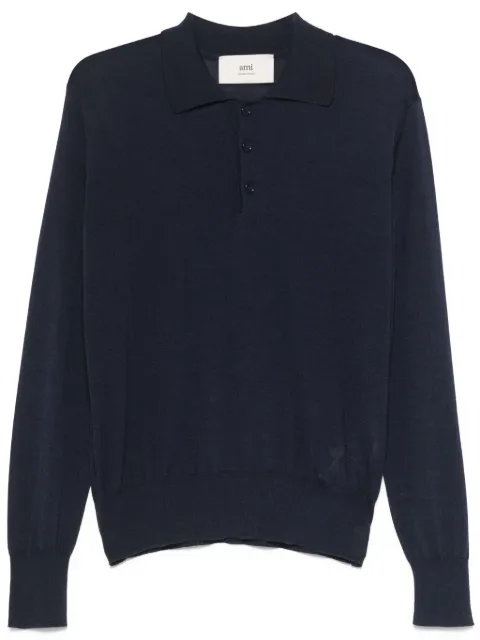 AMI Paris fine-knit polo shirt