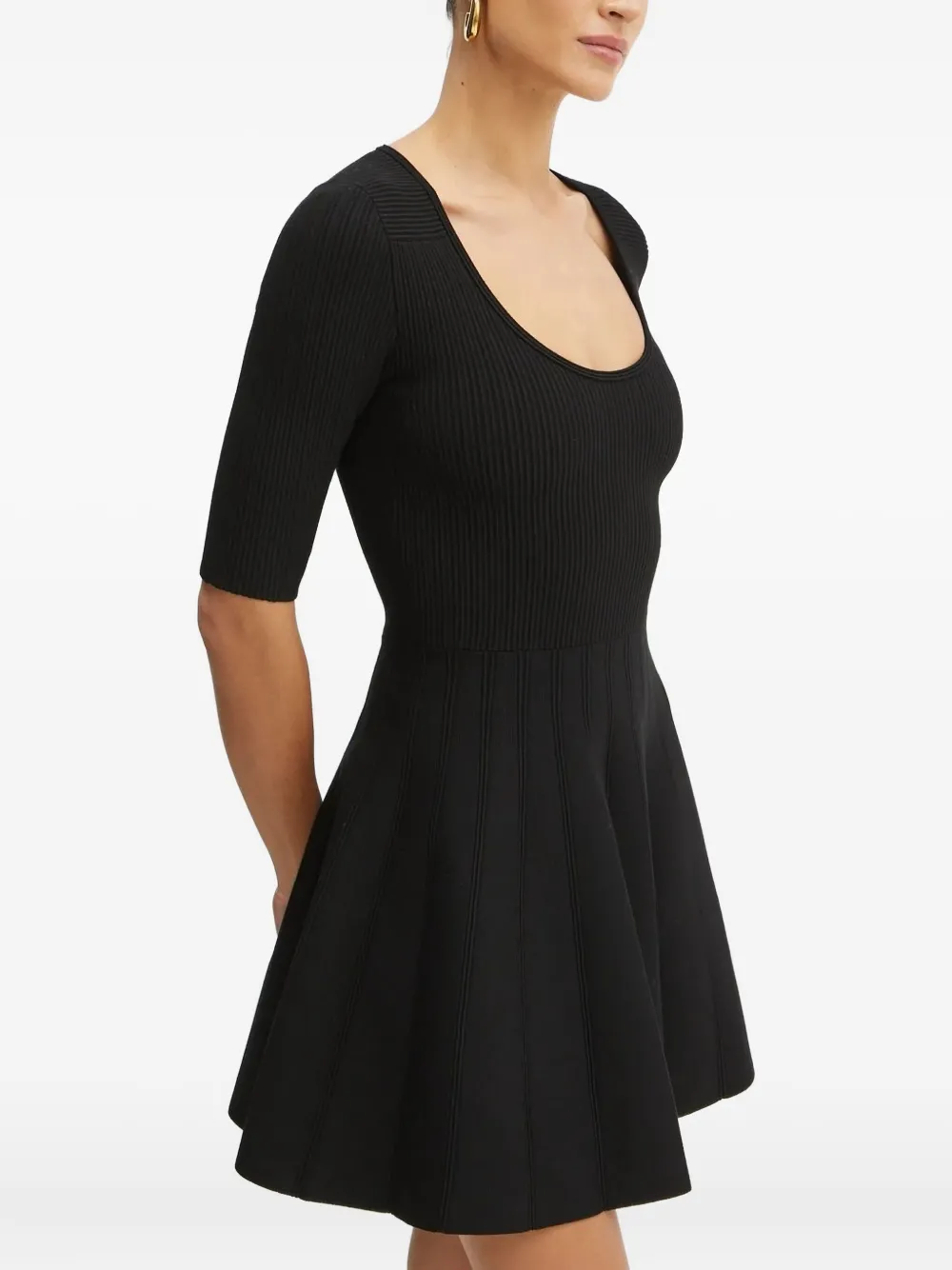 Hugo Boss Rib-knit Mini Dress In Black