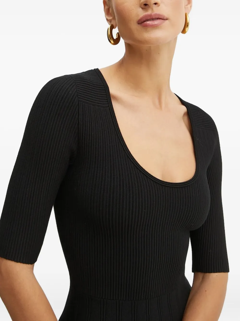 Hugo Boss Rib-knit Mini Dress In Black