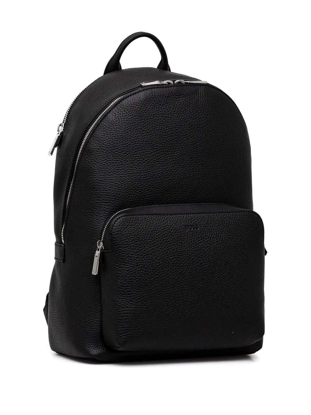 BOSS grained leather backpack - Zwart