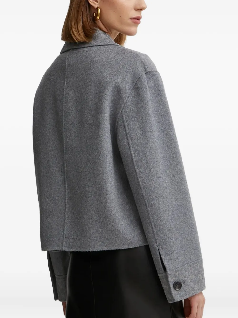Hugo Boss Double-breasted Coat In Gray