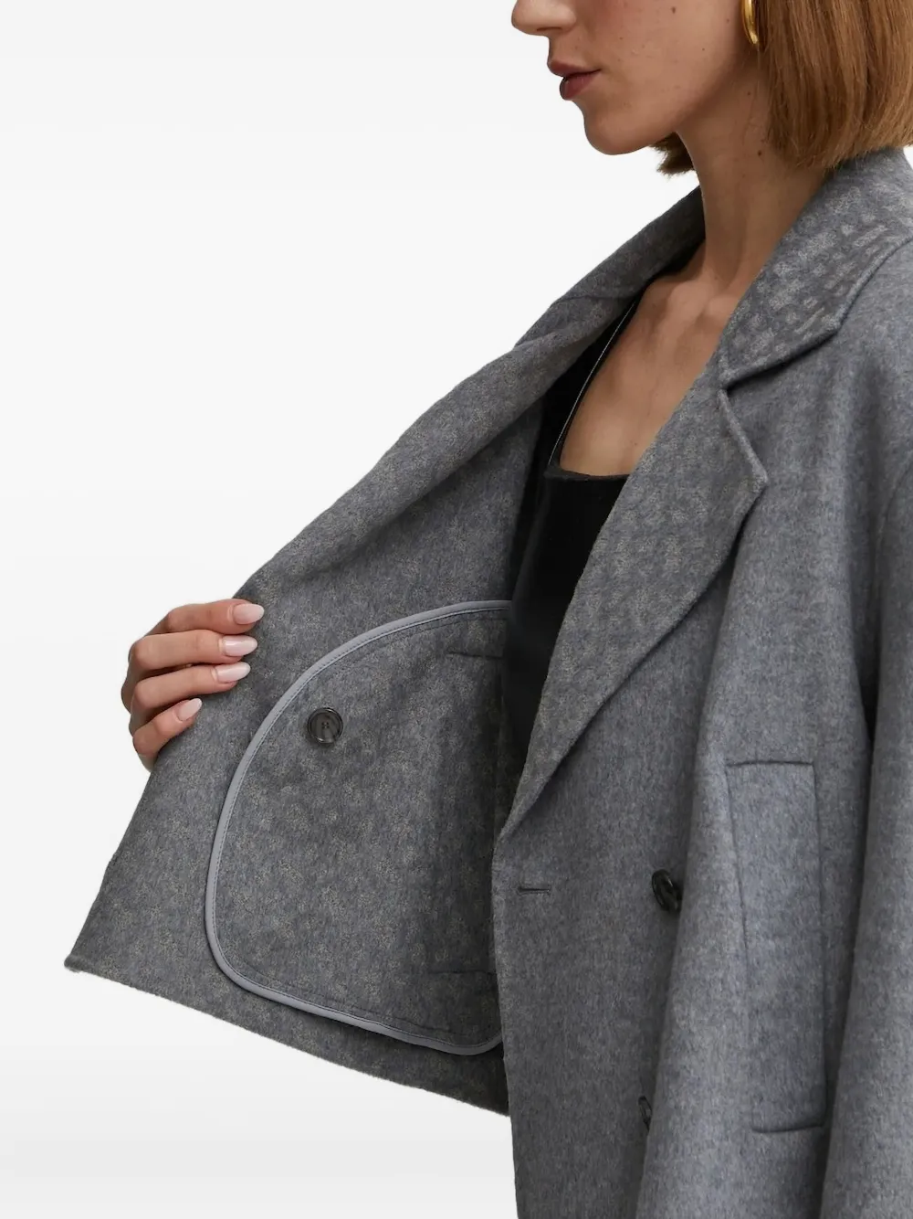 Hugo Boss Double-breasted Coat In Gray