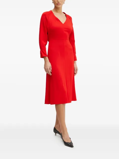 BOSS V-neck buttoned-cuff midi dress