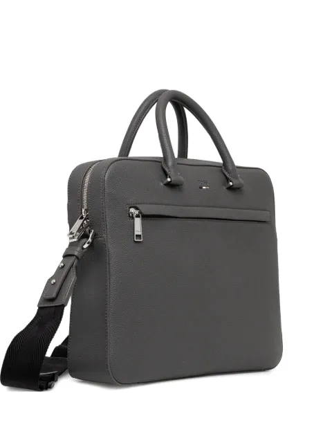 BOSS textured leather briefcase