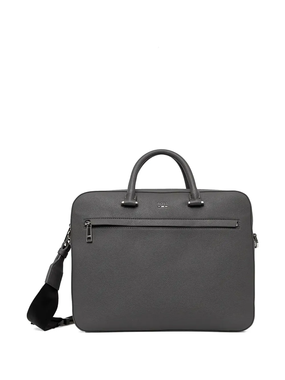 Hugo Boss Textured Leather Briefcase In Gray