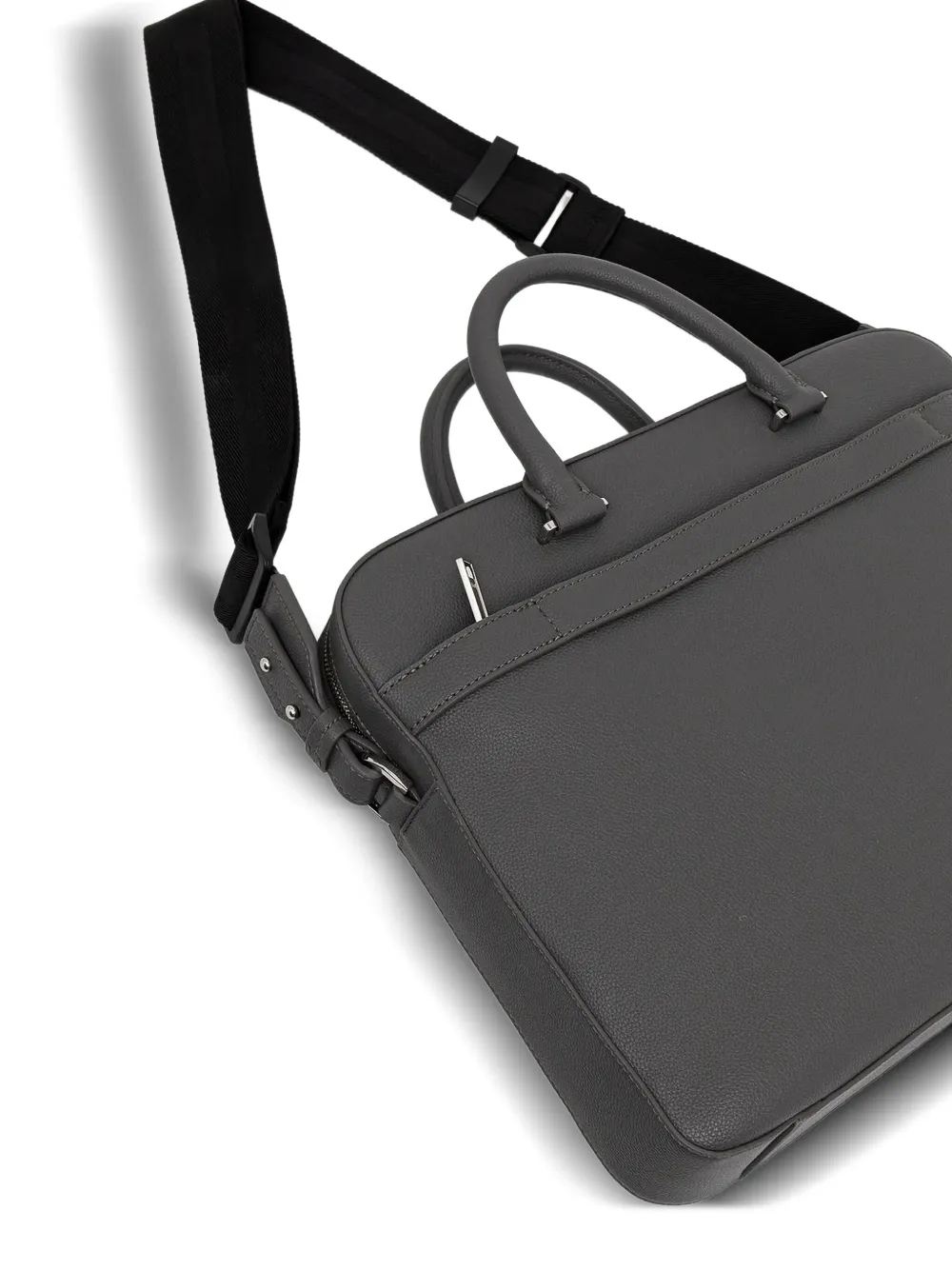 Hugo Boss Textured Leather Briefcase In Gray