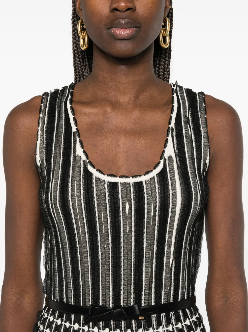 Elisabetta Franchi Midi-jurk met ruches Zwart