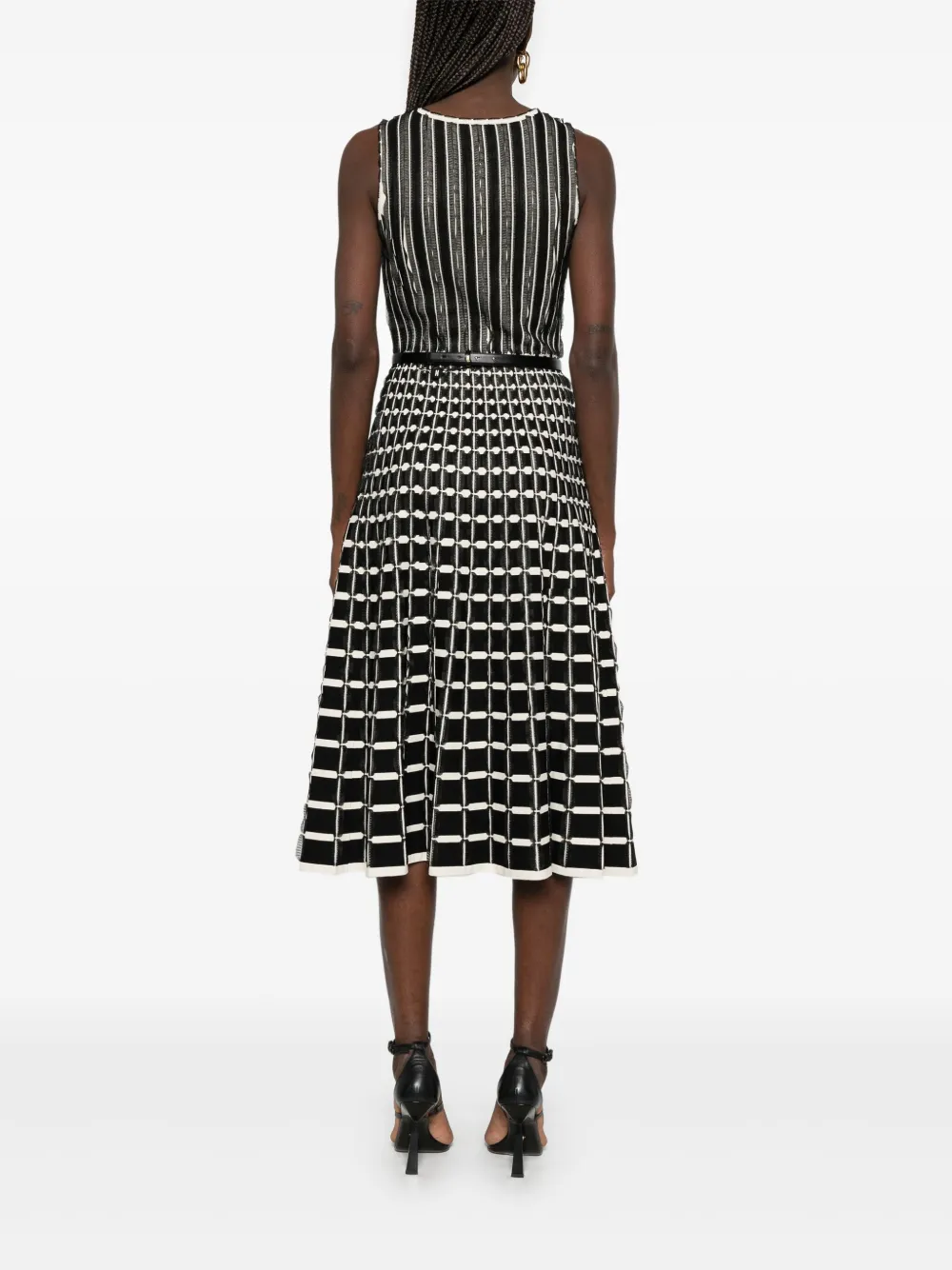 Elisabetta Franchi Midi-jurk met ruches Zwart