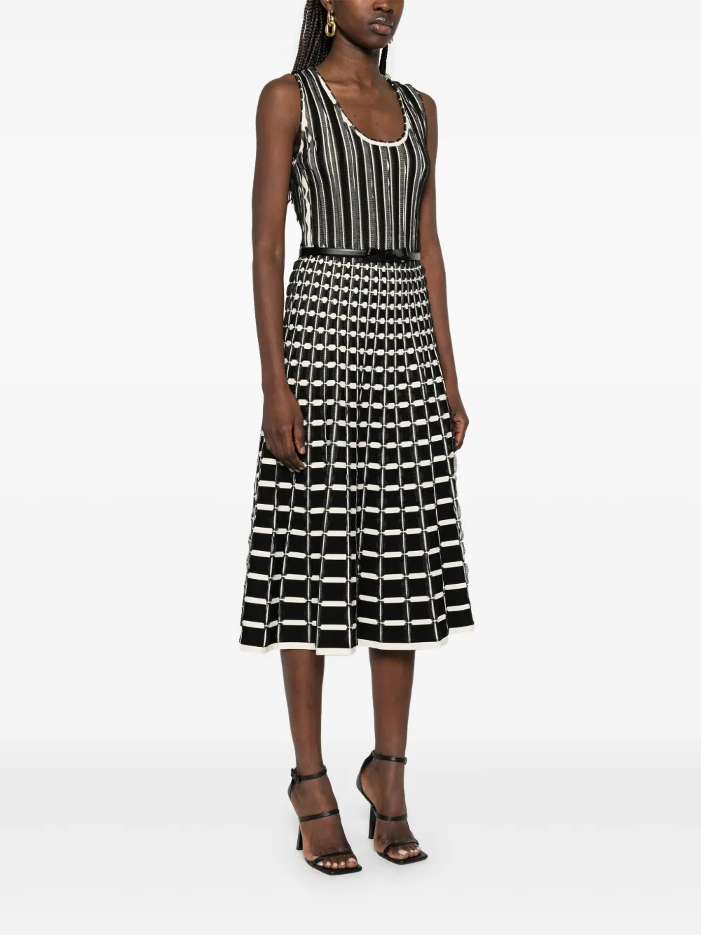 Elisabetta Franchi Midi-jurk met ruches Zwart