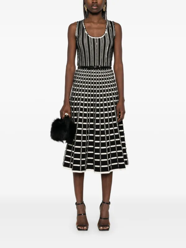 Elisabetta Franchi micro-ruffles Detailed Midi Dress | Black