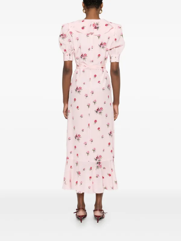 Alessandra Rich Abito Midi a Fiori | Rosa | FARFETCH IT