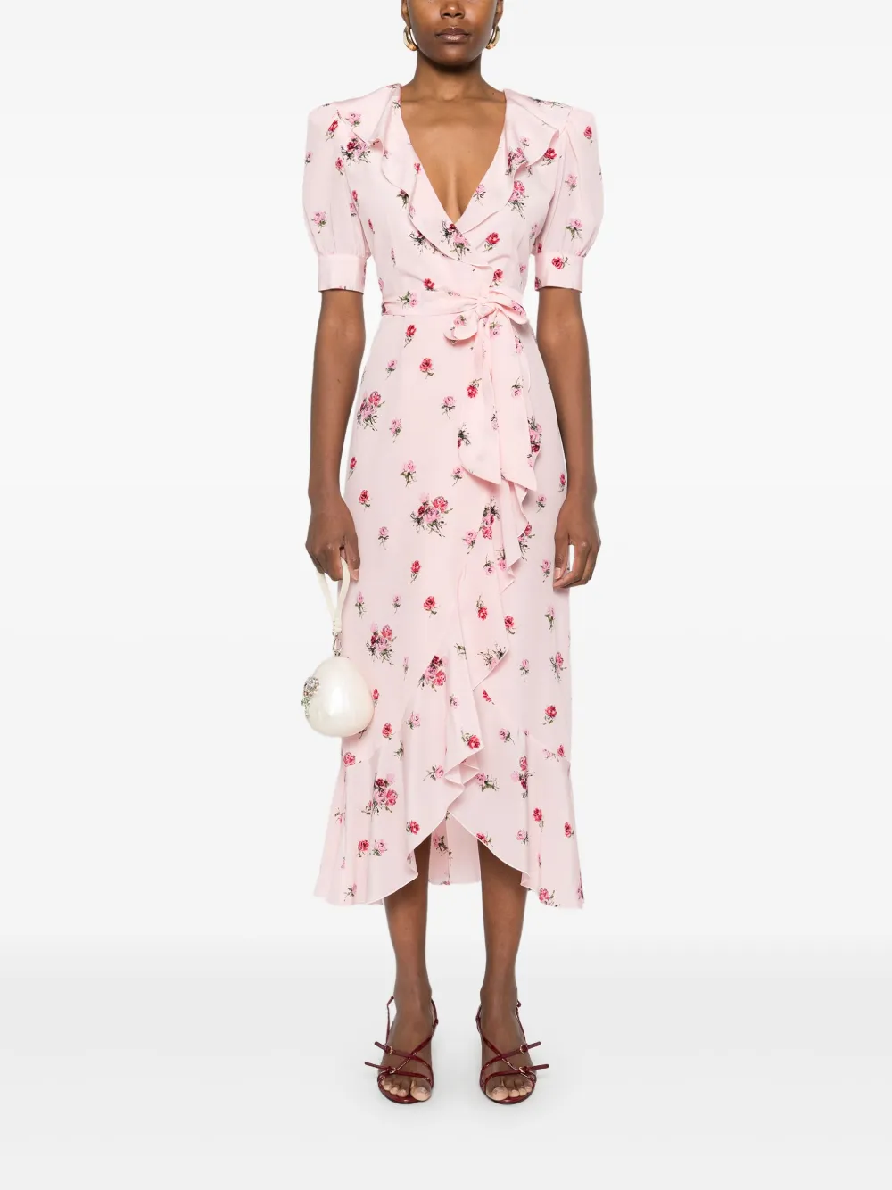 Alessandra Rich Midi-jurk met bloemenprint - Roze