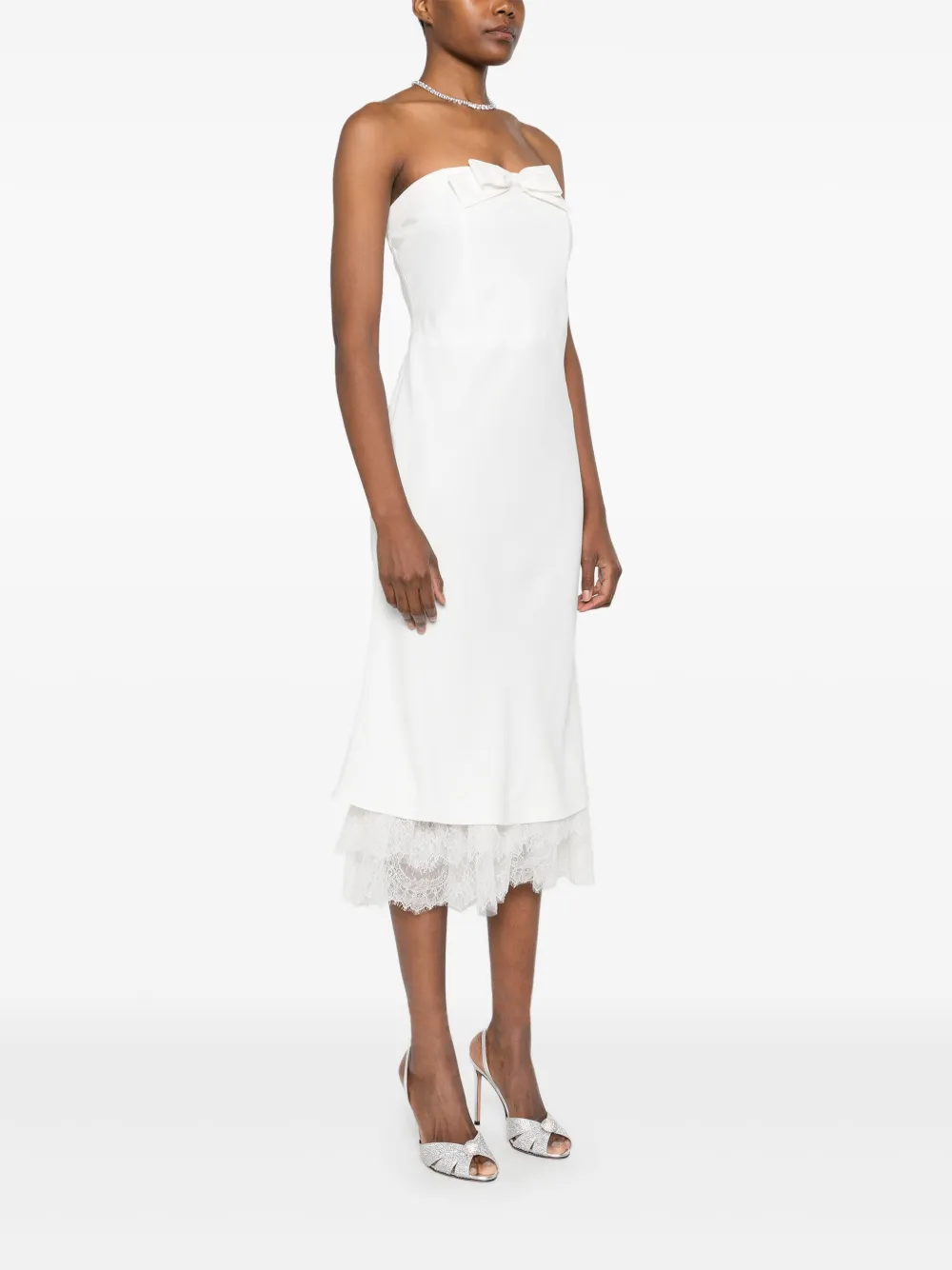 Alessandra Rich Midi-jurk met strikdetail Wit
