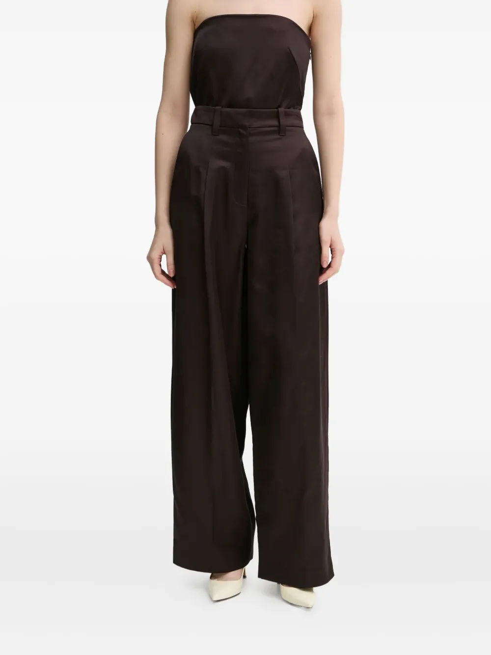 A.L.C. pleated wide-leg trousers | Brown | Image 1